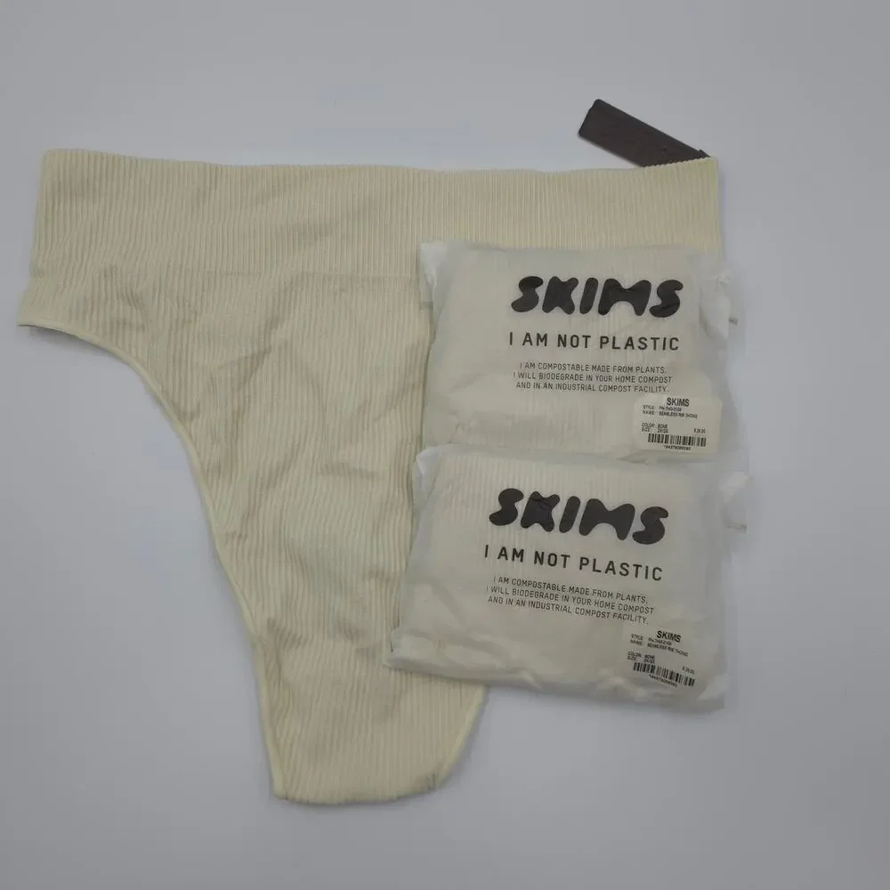 Skims Bundle of Three Ribbed Seamless Thing in Bone Size 2X/3X